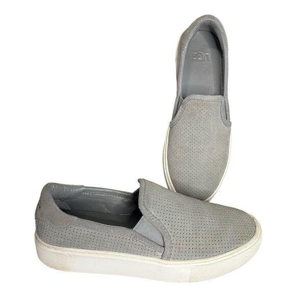 UGG Abies Perforated Slip On Platform Seal Gray Suede Sneakers Women’s Size 6 - Picture 2 of 7